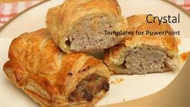  Presentation with plate boundaries - Presentation theme consisting of buffet open - homemade sausage rolls background and a  colored foreground