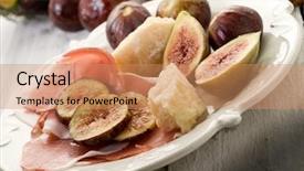  Presentation with cheese - Audience pleasing PPT theme consisting of buffet open - parma ham parmesan cheese backdrop and a coral colored foreground