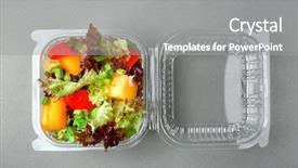  Presentation with plastic container - Cool new slides with buffet open - plastic container with salad backdrop and a  colored foreground