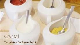  Presentation with sauces - Colorful PPT theme enhanced with buffet style sauces backdrop and a lemonade colored foreground