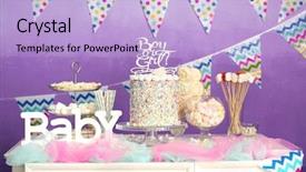  Presentation with baby shower - Colorful presentation enhanced with buffet table at baby backdrop and a light blue colored foreground