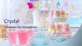  Presentation with catering banquet table different - PPT layouts having buffet table with many different background and a sky blue colored foreground