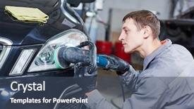  Presentation with auto - PPT theme enhanced with buffing and polishing car headlight background and a ocean colored foreground