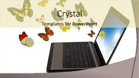  Presentation with butterfly - Presentation having bug free - butterfly reaches out of laptop background and a blonde colored foreground