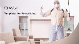  Presentation with pest control - PPT theme consisting of bug spray - pest control contractor working background and a  colored foreground