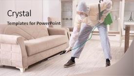  Presentation with pest control - Presentation design having bug spray - pest control contractor working background and a  colored foreground