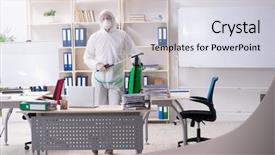  Presentation with pest control - Presentation theme featuring bug spray - professional contractor doing pest control background and a sky blue colored foreground