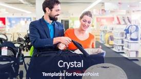  Presentation with baby in womb - Colorful presentation theme enhanced with buggy - couple in baby shop buying backdrop and a  colored foreground