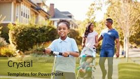  Presentation with daughter - Audience pleasing presentation consisting of buggy - couple push daughter in stroller backdrop and a gold colored foreground