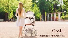  Presentation with happy baby - Beautiful presentation theme featuring buggy - family child and parenthood concept backdrop and a lemonade colored foreground