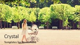  Presentation with mother child - Presentation theme featuring buggy - family child and parenthood concept background and a lemonade colored foreground