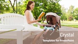  Presentation with family reading - Slides enhanced with buggy - family motherhood and people concept background and a coral colored foreground