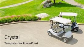  Presentation with golf course - Cool new slides with female scarecrow in the pyrenees backdrop and a yellow colored foreground.