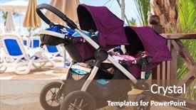  Presentation with holidays - PPT theme with buggy - sun holidays with twins buggie background and a  colored foreground