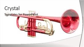  Presentation with music instrument - Audience pleasing slides consisting of bugle - classical music wind instrument trumpet backdrop and a  colored foreground