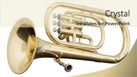  Presentation with music instrument - Presentation theme enhanced with bugle - classical music wind instrument trumpet background and a lemonade colored foreground