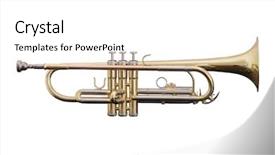 Presentation with trumpet - PPT theme consisting of bugle - classical music wind instrument trumpet background and a white colored foreground