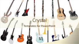  Presentation with music instruments - Audience pleasing presentation theme consisting of bugle - different music instruments backdrop and a cream colored foreground