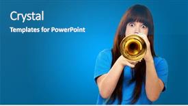  Presentation with trumpet - Beautiful theme featuring bugle - portrait of a teenager playing backdrop and a teal colored foreground