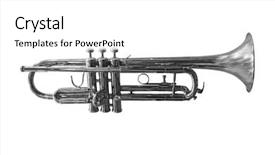  Presentation with trumpet - Audience pleasing slide deck consisting of bugle - trumpet under the white background backdrop and a white colored foreground