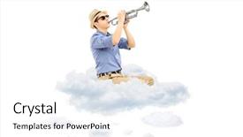  Presentation with trumpet - Theme having form of a lattice background and a pink colored foreground.