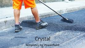  Presentation with road repair - PPT layouts featuring buider - asphalt road work repair urban background and a light blue colored foreground