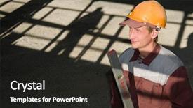  Presentation with hard work - Slides having buider laborer in work wear background and a dark gray colored foreground