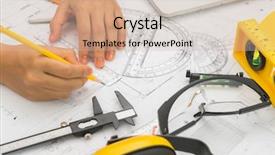  Presentation with solar plant construction - PPT theme consisting of build - hand over construction plans background and a soft green colored foreground