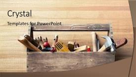  Presentation with build - Colorful slide set enhanced with build - wooden toolbox on the table backdrop and a lemonade colored foreground