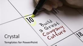  Presentation with build - Audience pleasing theme consisting of build a great company culture backdrop and a white colored foreground