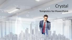  Presentation with digital project - Presentation featuring build cars - businessman looking at digital construction background and a  colored foreground