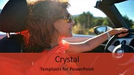  Presentation with white red employees - Amazing PPT theme having build cars - convertible and white woman backdrop and a  colored foreground