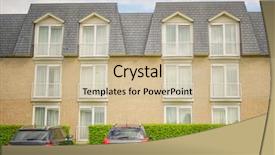  Presentation with build - PPT theme with build cars - exterior view of three storeyed background and a soft green colored foreground