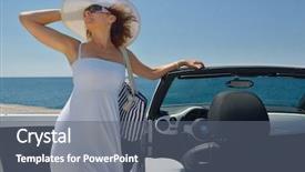  Presentation with build - Cool new presentation theme with build cars - woman traveling on vacation backdrop and a gray colored foreground