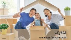  Presentation with mortgage - Cool new presentation theme with mortgage security - mother father and child girl backdrop and a coral colored foreground