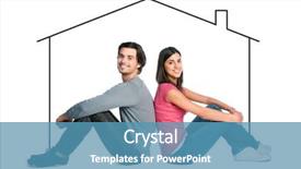  Presentation with build - Presentation consisting of build house - happy young latin couple dreaming background and a teal colored foreground
