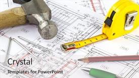  Presentation with nails - Presentation theme enhanced with build house - renovations plan of the apartment background and a lemonade colored foreground