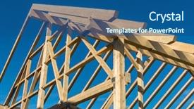  Presentation with roof - Slide deck having build house - roof of a new roof background and a ocean colored foreground