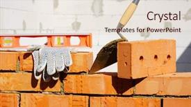 Presentation with build - PPT layouts with build house - tool for laying and bricks background and a lemonade colored foreground
