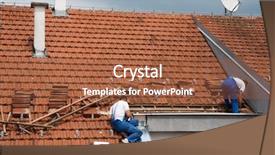  Presentation with roof - Theme having build house - two men working background and a tawny brown colored foreground