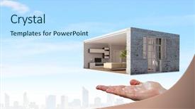  Presentation with child dream house - Colorful PPT layouts enhanced with build idea - your dream house design mixed backdrop and a light blue colored foreground