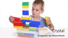  Presentation with blocks - Audience pleasing theme consisting of build relationships - child with toy blocks backdrop and a white colored foreground