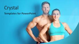  Presentation with color border bottom - Cool new PPT theme with build relationships - sporty young couple on color backdrop and a cyan colored foreground