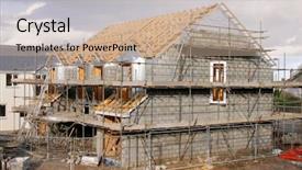  Presentation with being new resident - Cool new PPT theme with build stone - new house being built backdrop and a coral colored foreground
