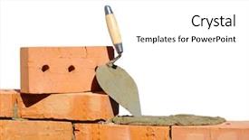  Presentation with bricks - Beautiful presentation design featuring build stone - tool for laying and bricks backdrop and a white colored foreground