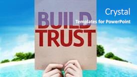  Presentation with trust - Cool new presentation with build-trust-card-with-beach backdrop and a teal colored foreground