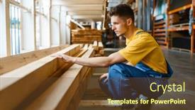  Presentation with hardware - Beautiful presentation featuring builder choosing repair materials hardware store backdrop and a tawny brown colored foreground
