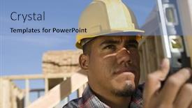  Presentation with framework - Colorful slide deck enhanced with builder-examining-framework-at-construction backdrop and a light blue colored foreground