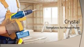  Presentation with set of construction tools tool - Presentation theme consisting of builder handyman with construction tools background and a soft green colored foreground