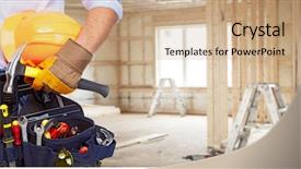  Presentation with construction tools - Amazing presentation theme having builder handyman with construction tools backdrop and a coral colored foreground
